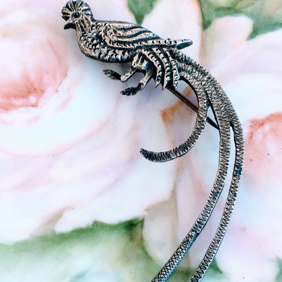 Unbranded Jewelry - Antique Cast Sterling Huge Bird of Paradise Brooch